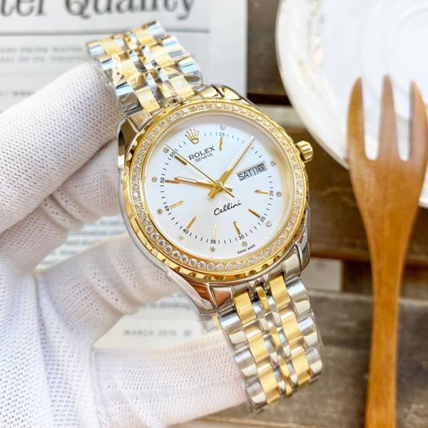 ROLEX Geneve Cellini  Stainless Steel Automatic Movement 41MM Gold Watch